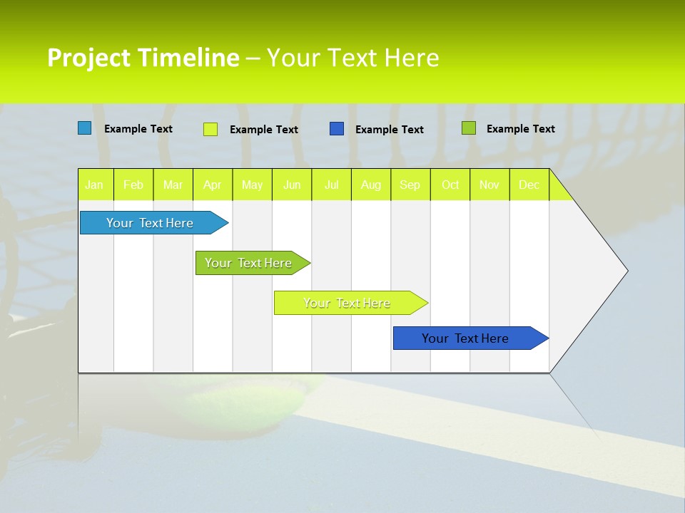 A Tennis Ball On A Blue Tennis Court PowerPoint Template