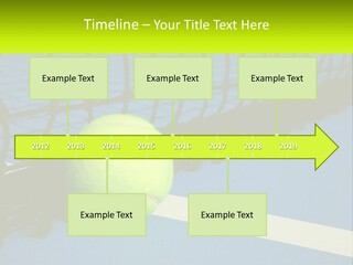 A Tennis Ball On A Blue Tennis Court PowerPoint Template
