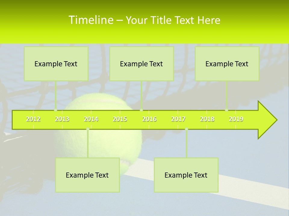 A Tennis Ball On A Blue Tennis Court PowerPoint Template