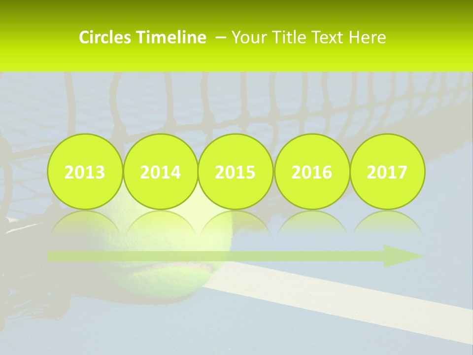 A Tennis Ball On A Blue Tennis Court PowerPoint Template