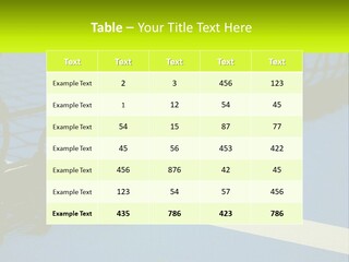 A Tennis Ball On A Blue Tennis Court PowerPoint Template