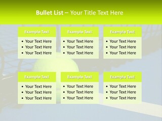 A Tennis Ball On A Blue Tennis Court PowerPoint Template