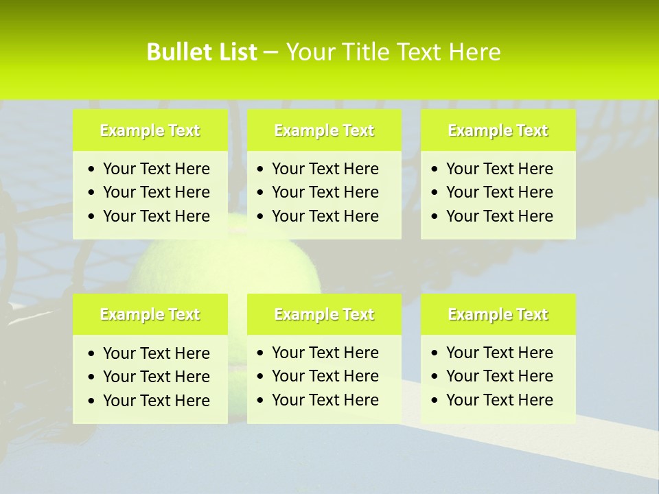 A Tennis Ball On A Blue Tennis Court PowerPoint Template