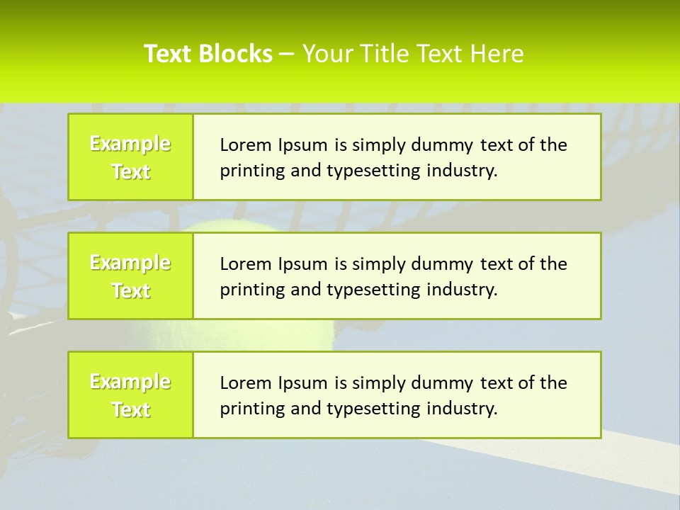 A Tennis Ball On A Blue Tennis Court PowerPoint Template