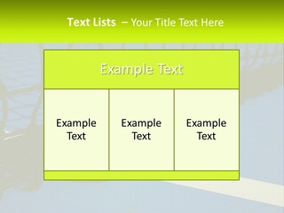 A Tennis Ball On A Blue Tennis Court PowerPoint Template