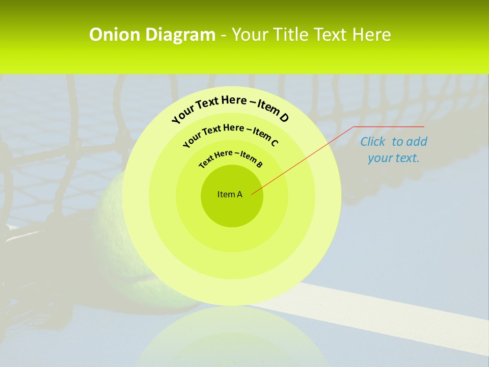 A Tennis Ball On A Blue Tennis Court PowerPoint Template