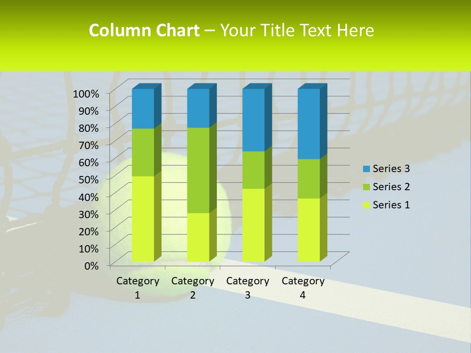 A Tennis Ball On A Blue Tennis Court PowerPoint Template