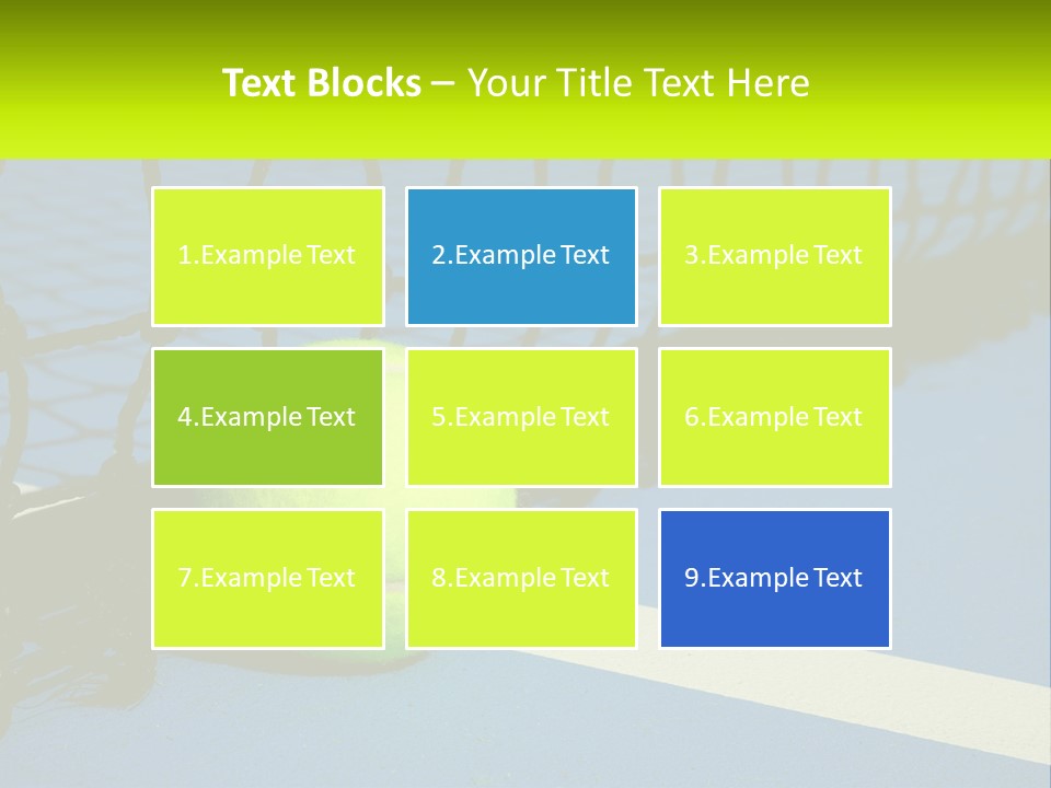 A Tennis Ball On A Blue Tennis Court PowerPoint Template