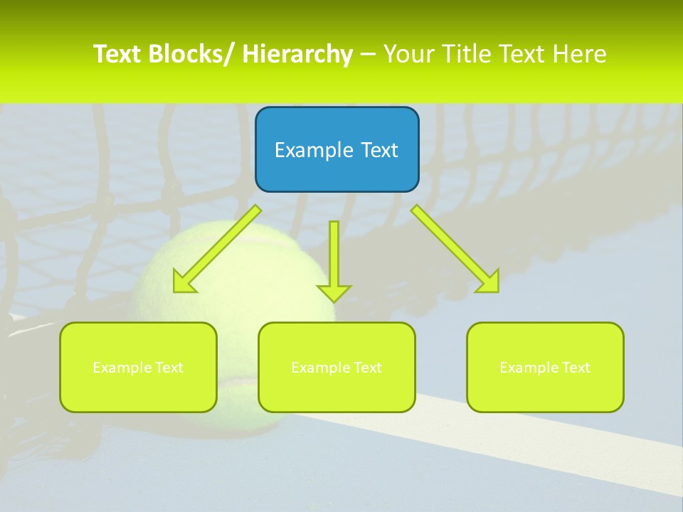 A Tennis Ball On A Blue Tennis Court PowerPoint Template