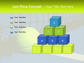 A Tennis Ball On A Blue Tennis Court PowerPoint Template