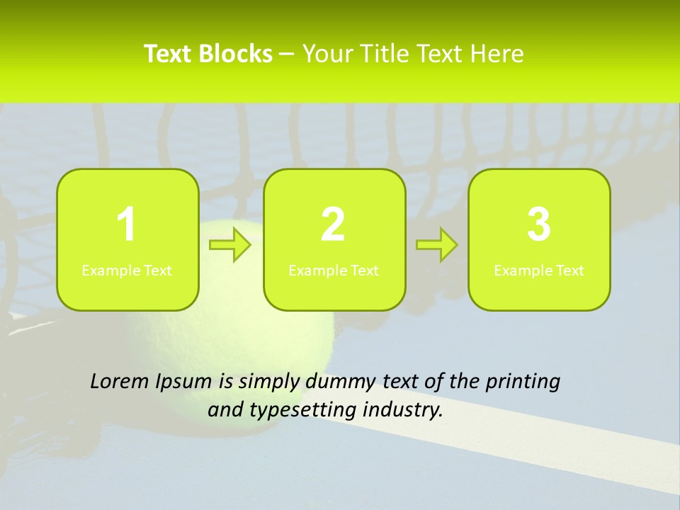A Tennis Ball On A Blue Tennis Court PowerPoint Template