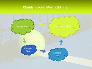 A Tennis Ball On A Blue Tennis Court PowerPoint Template