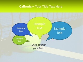 A Tennis Ball On A Blue Tennis Court PowerPoint Template