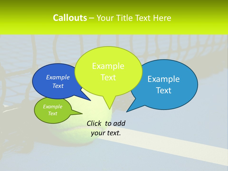 A Tennis Ball On A Blue Tennis Court PowerPoint Template