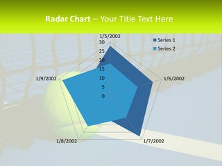 A Tennis Ball On A Blue Tennis Court PowerPoint Template