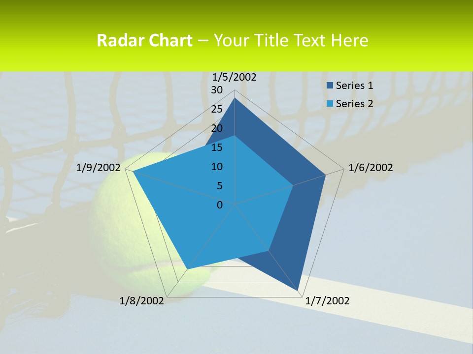 A Tennis Ball On A Blue Tennis Court PowerPoint Template