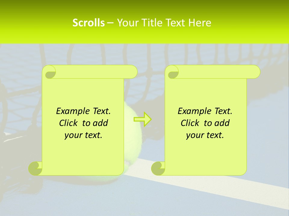 A Tennis Ball On A Blue Tennis Court PowerPoint Template