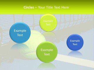 A Tennis Ball On A Blue Tennis Court PowerPoint Template