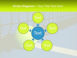 A Tennis Ball On A Blue Tennis Court PowerPoint Template