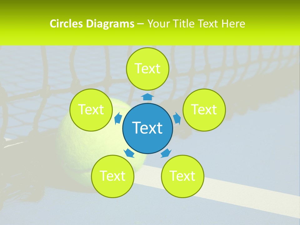 A Tennis Ball On A Blue Tennis Court PowerPoint Template