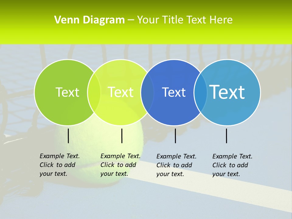 A Tennis Ball On A Blue Tennis Court PowerPoint Template