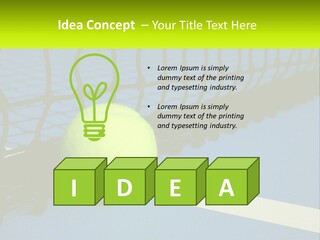 A Tennis Ball On A Blue Tennis Court PowerPoint Template