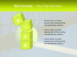 A Tennis Ball On A Blue Tennis Court PowerPoint Template