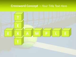 A Tennis Ball On A Blue Tennis Court PowerPoint Template