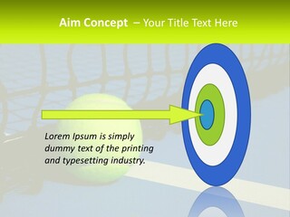 A Tennis Ball On A Blue Tennis Court PowerPoint Template