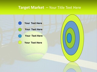 A Tennis Ball On A Blue Tennis Court PowerPoint Template