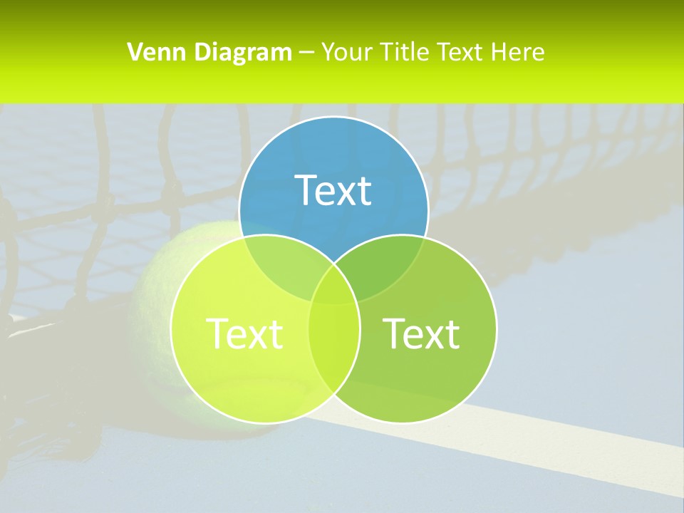 A Tennis Ball On A Blue Tennis Court PowerPoint Template