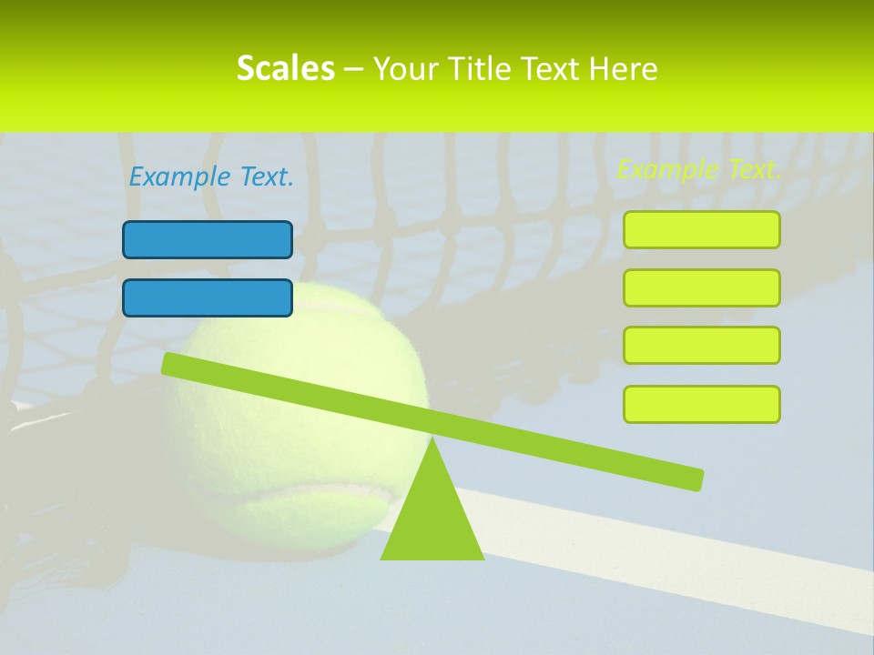 A Tennis Ball On A Blue Tennis Court PowerPoint Template