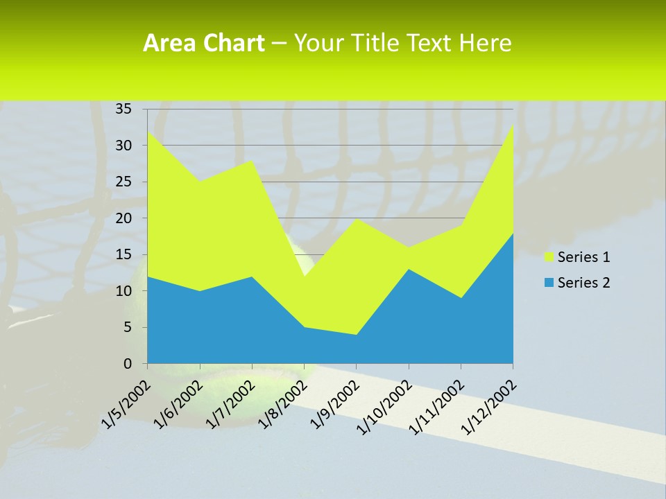 A Tennis Ball On A Blue Tennis Court PowerPoint Template