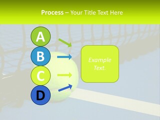 A Tennis Ball On A Blue Tennis Court PowerPoint Template
