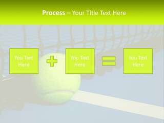 A Tennis Ball On A Blue Tennis Court PowerPoint Template