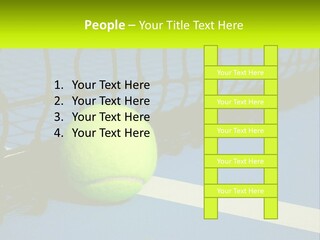 A Tennis Ball On A Blue Tennis Court PowerPoint Template