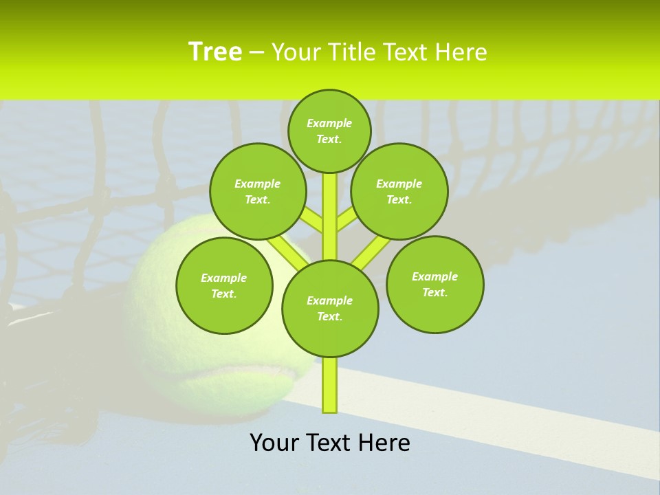 A Tennis Ball On A Blue Tennis Court PowerPoint Template