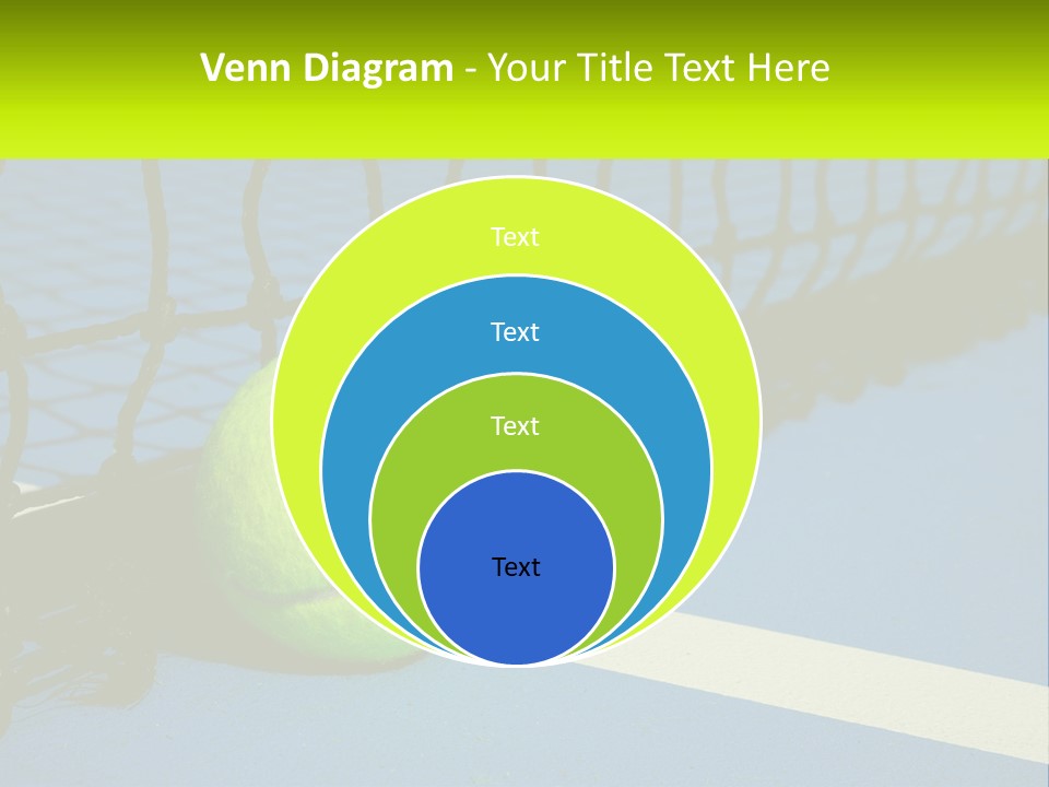 A Tennis Ball On A Blue Tennis Court PowerPoint Template