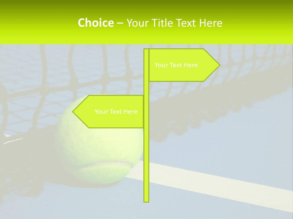 A Tennis Ball On A Blue Tennis Court PowerPoint Template