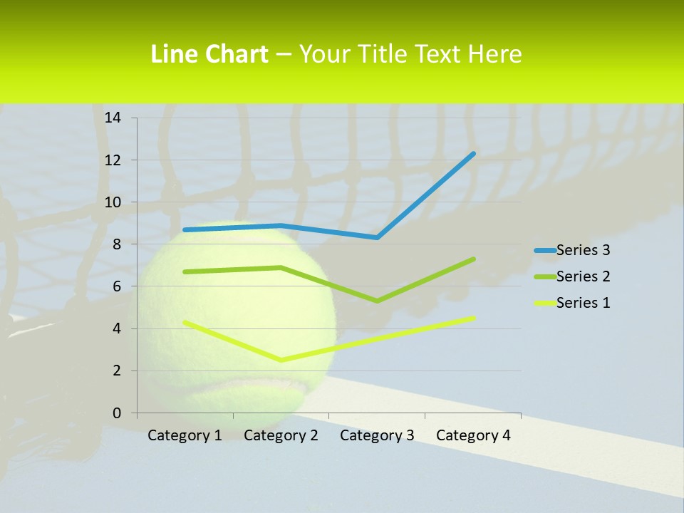 A Tennis Ball On A Blue Tennis Court PowerPoint Template