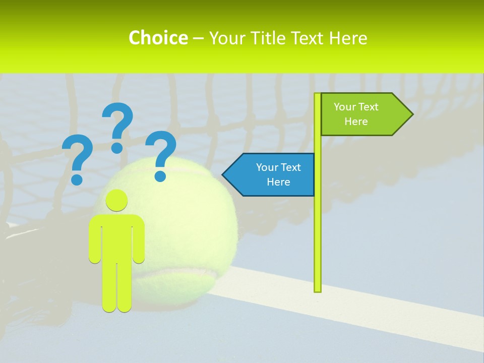 A Tennis Ball On A Blue Tennis Court PowerPoint Template