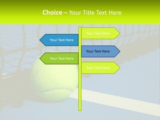A Tennis Ball On A Blue Tennis Court PowerPoint Template