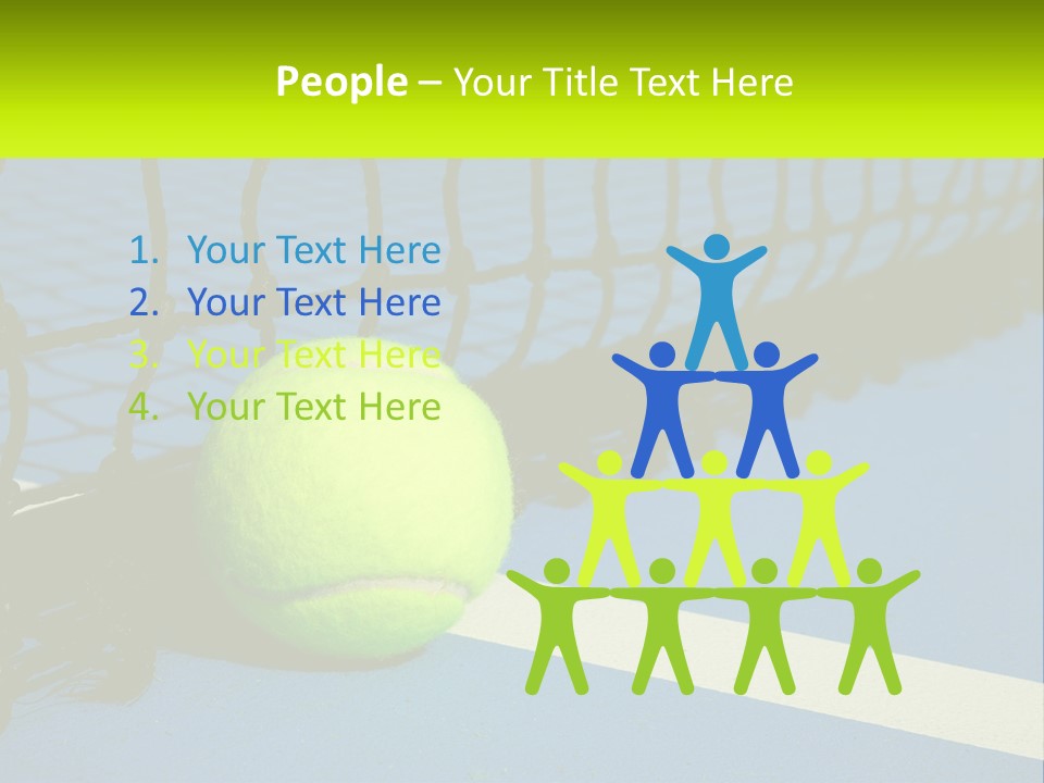 A Tennis Ball On A Blue Tennis Court PowerPoint Template