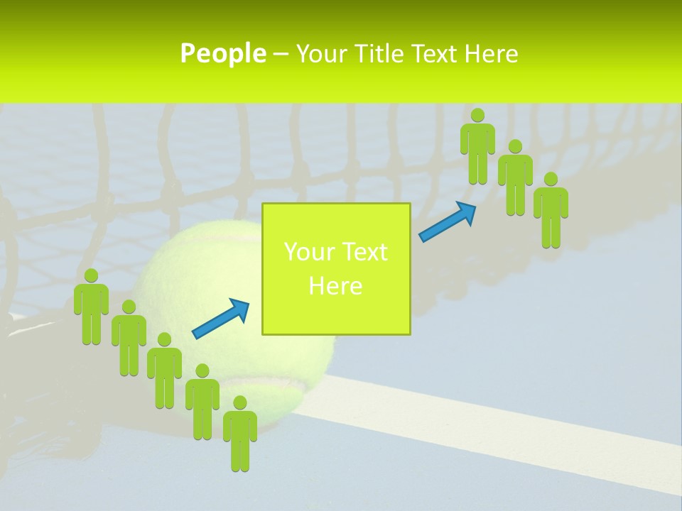 A Tennis Ball On A Blue Tennis Court PowerPoint Template