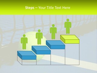 A Tennis Ball On A Blue Tennis Court PowerPoint Template