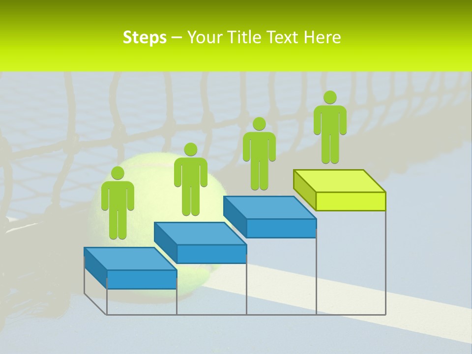 A Tennis Ball On A Blue Tennis Court PowerPoint Template