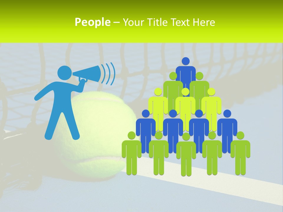 A Tennis Ball On A Blue Tennis Court PowerPoint Template