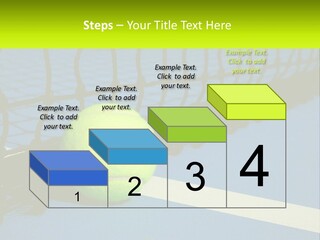 A Tennis Ball On A Blue Tennis Court PowerPoint Template