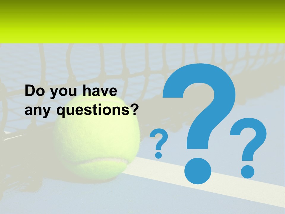 A Tennis Ball On A Blue Tennis Court PowerPoint Template