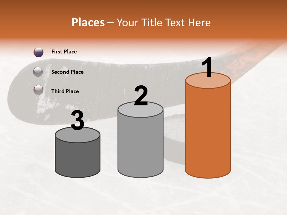 A Hockey Goalie's Hockey Stick And Puck On The Ice PowerPoint Template